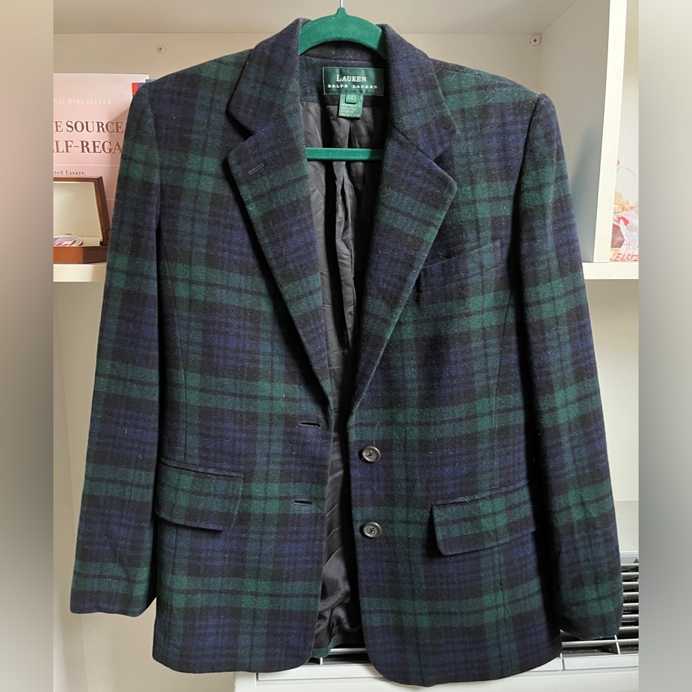 Lauren by Ralph Lauren Ralph Blackwatch Plaid Lined Wool Blazer - Size 4